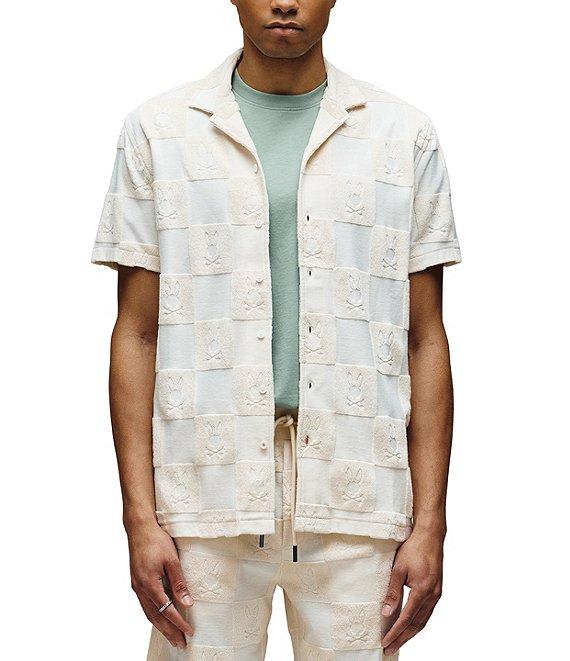 Psycho Bunny Kelvin Jacquard Terry Cloth Short Sleeve Woven Camp Shirt Product Image
