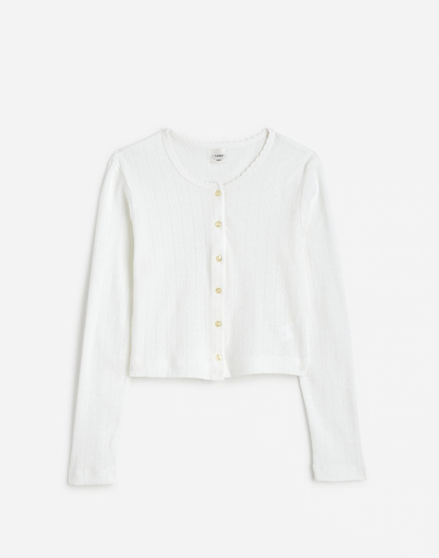 LESET Pointelle Crop Cardigan Product Image