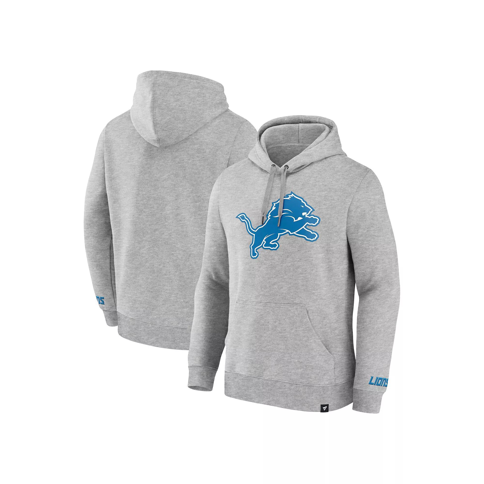 Men's Fanatics  Heather Gray Detroit Lions Legacy Fleece Pullover Hoodie, Size: Large, Grey Product Image