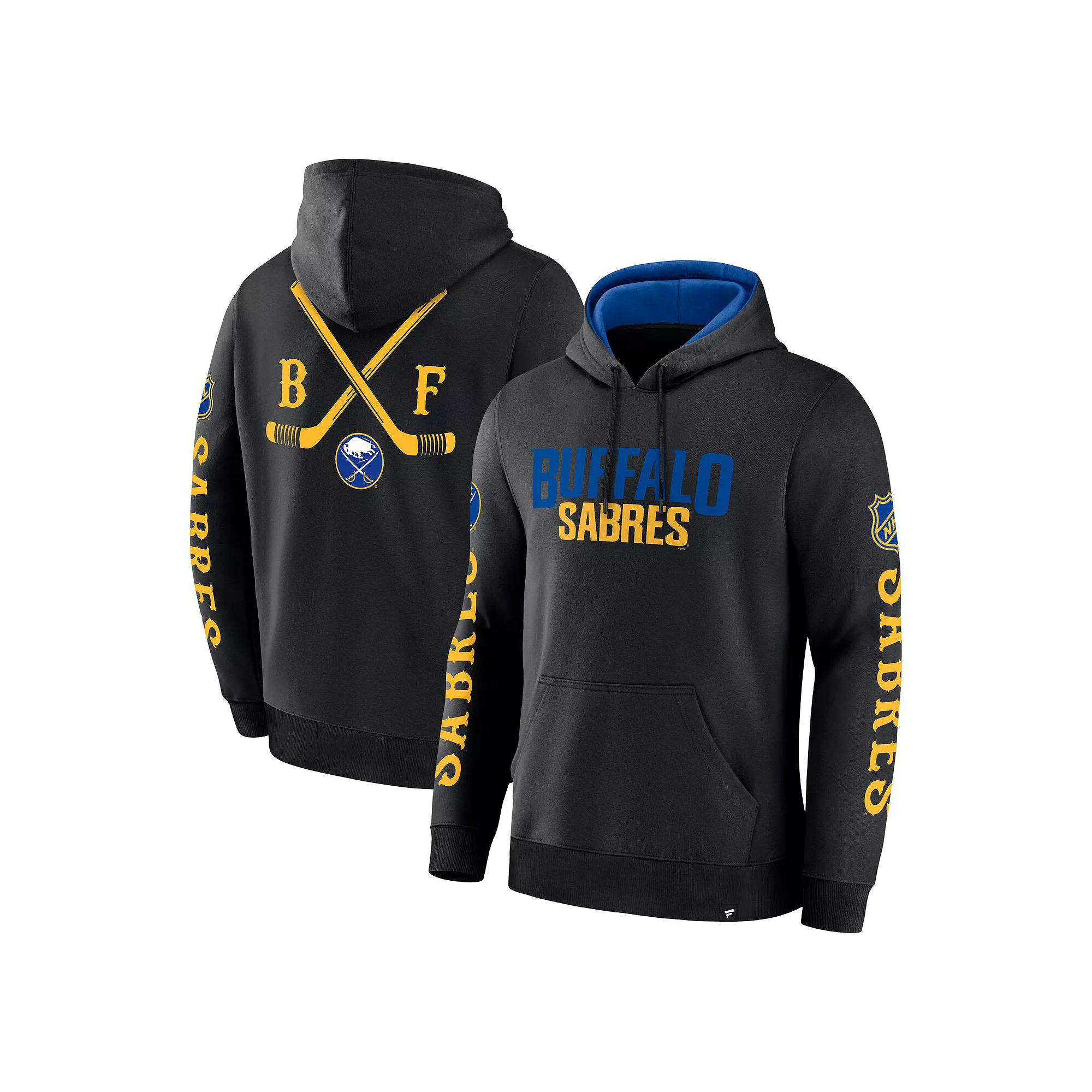 Men's Fanatics Black Buffalo Sabres Big City Legacy Fleece Pullover Hoodie, Size: Small Product Image