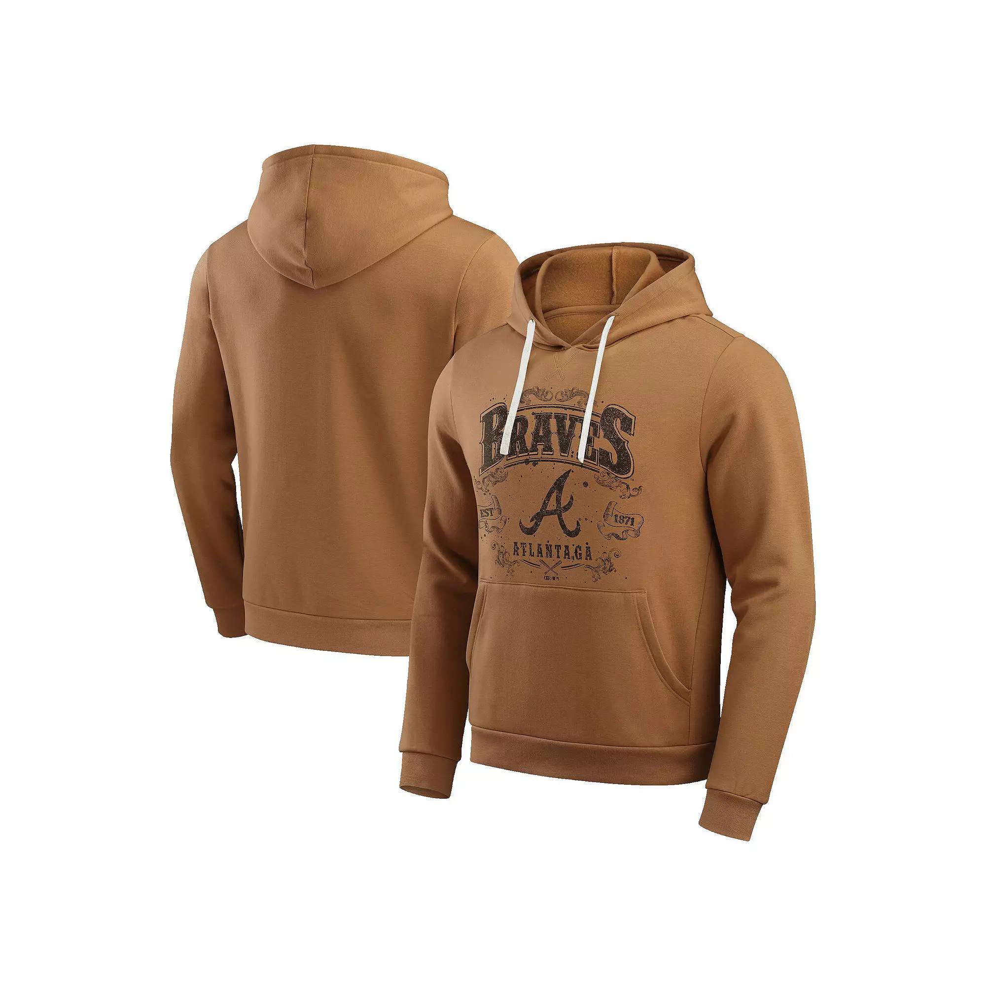 Men's Darius Rucker Collection by Fanatics Tan Atlanta Braves Camp Fleece Pullover Hoodie, Size: Small, Team Product Image