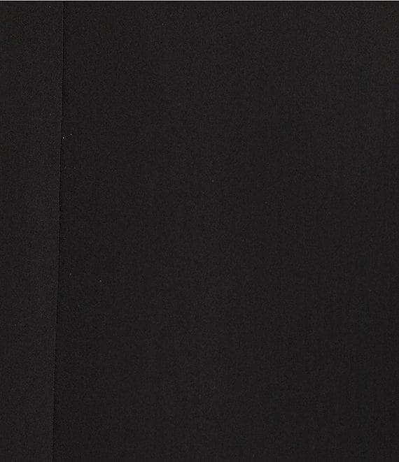 Caroline Rose Plus Size Julia Matte Crepe Round Neck 3/4 Ruffle Sleeve Shift Dress Product Image