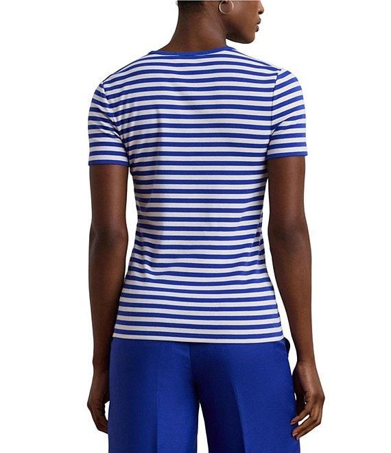 Lauren Ralph Lauren Stripe Ribbed Crew Neck Short Sleeve T-Shirt Product Image