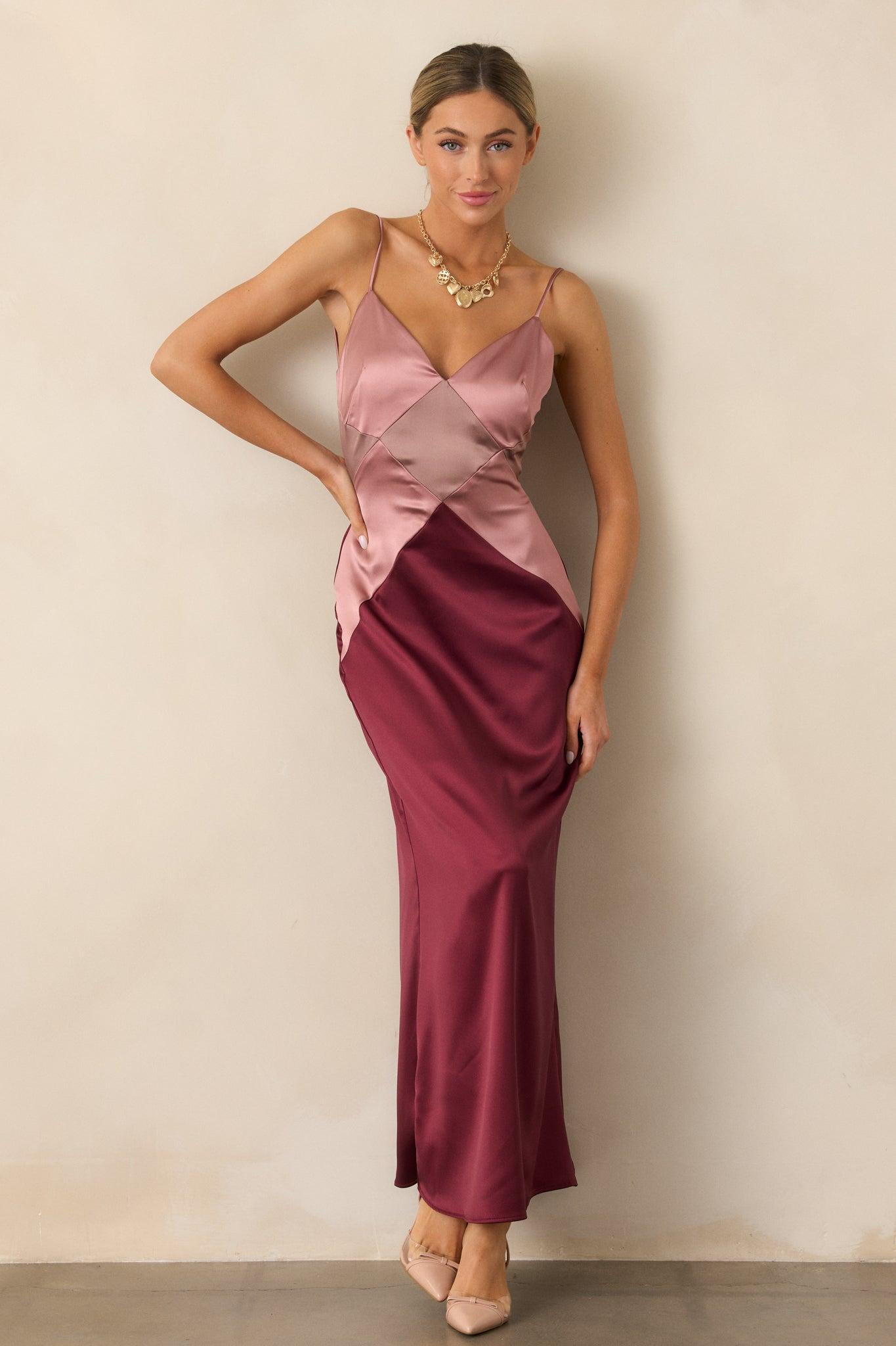 Celestial Skies Mauve Mist Satin Maxi Dress Product Image