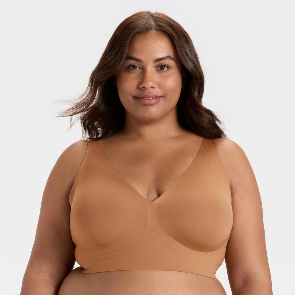 Women's Luxury Collection Removeable Pad Longline Plunge Bralette - Auden™ Caramel M Product Image