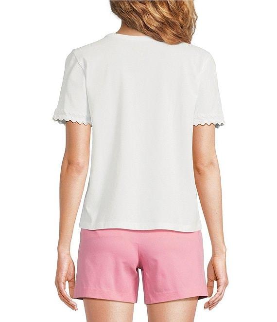 Lilly Pulitzer Clairmont Knit Round Neck Short Sleeve Ric Rac Trim Top Product Image