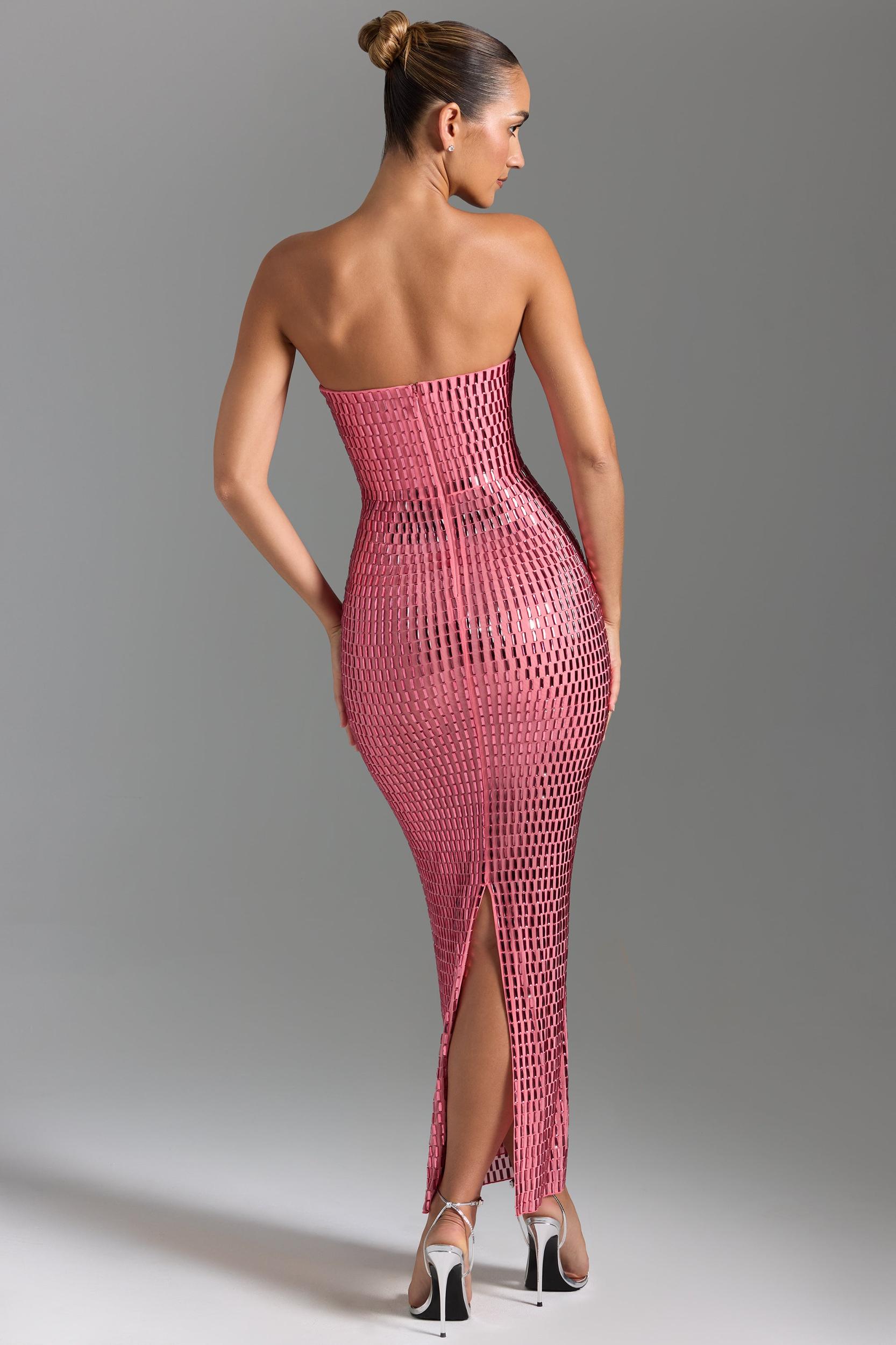 Embellished Bandeau Maxi Dress in Watermelon Product Image