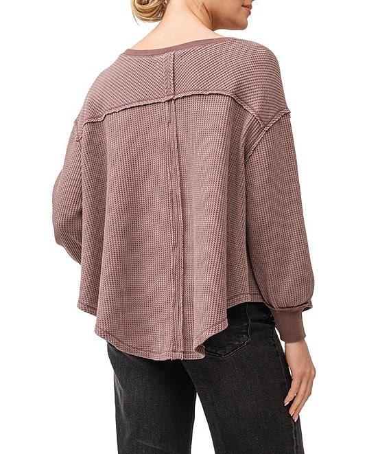 Dear John Mira Waffle Knit Oversized V-Neck Long Sleeve Sweater Product Image
