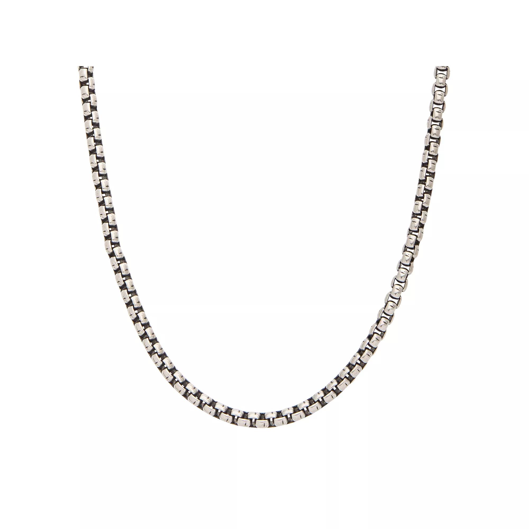 Mens Stainless Steel Oxidized Bold Box Chain Necklace Black Tone Product Image