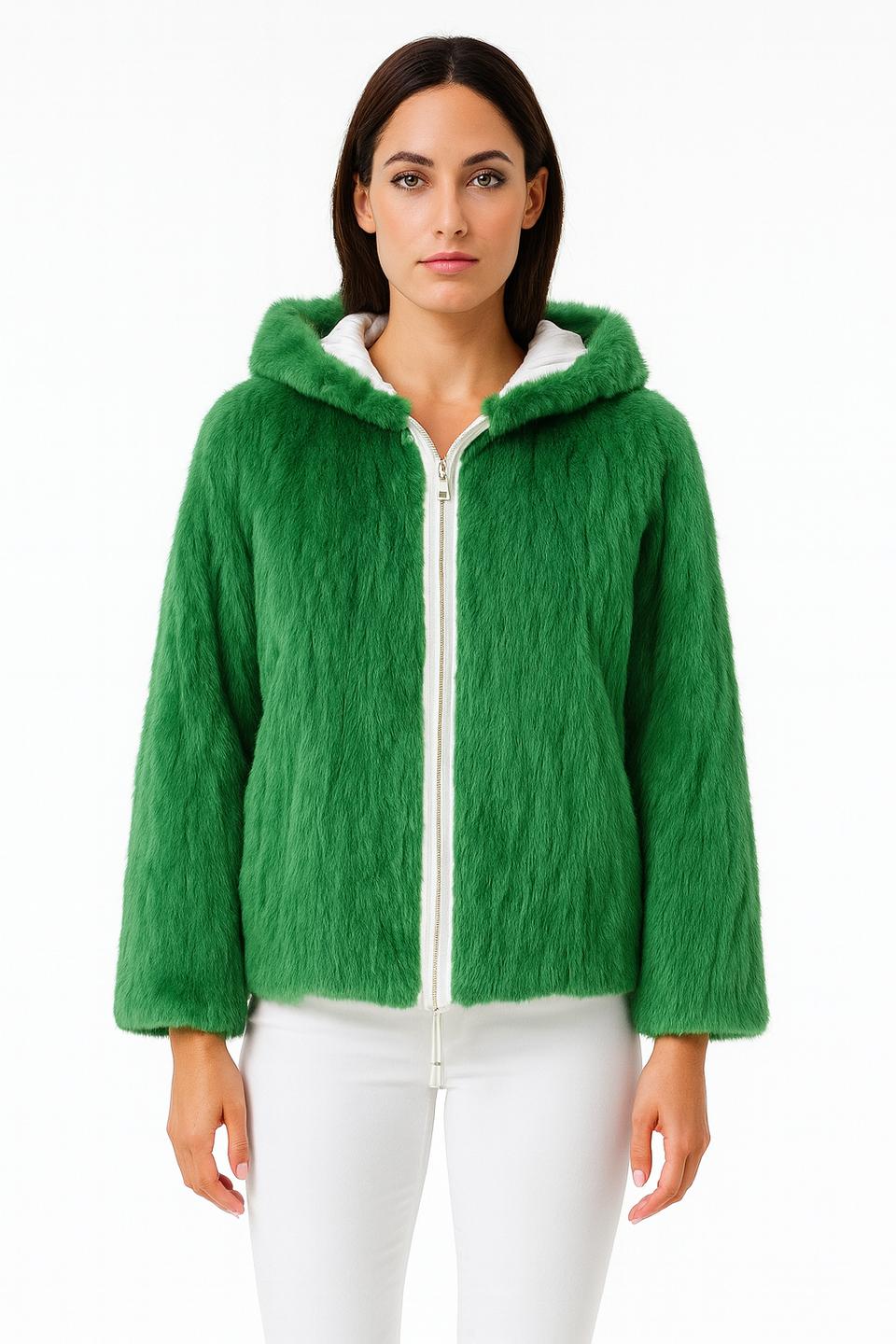 Reversible Mink Patchwork Hooded Jacket – Fur Side & Waterproof Nylon Side Product Image