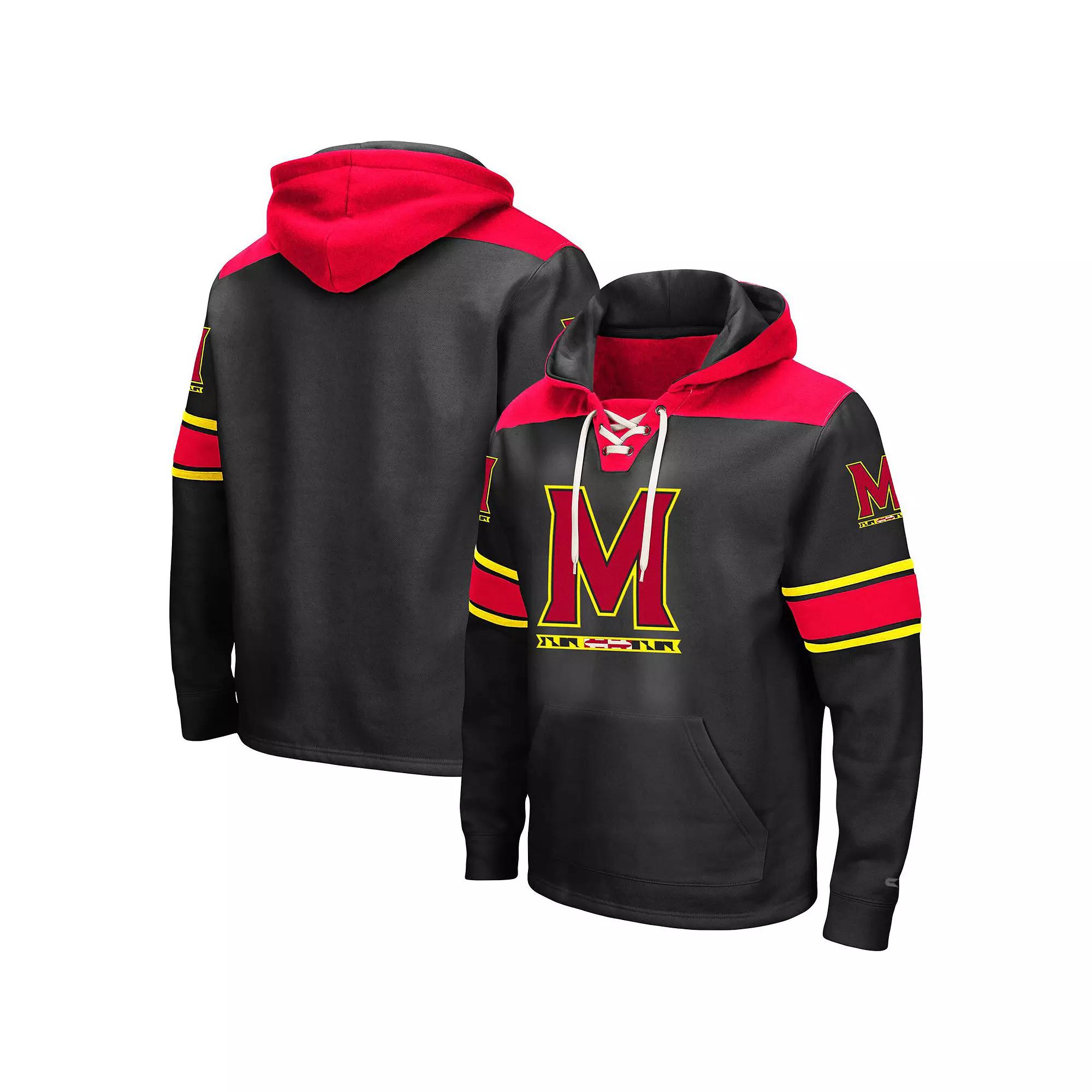 Men's Colosseum Black Maryland Terrapins 2.0 Lace-Up Pullover Hoodie, Size: Large Product Image