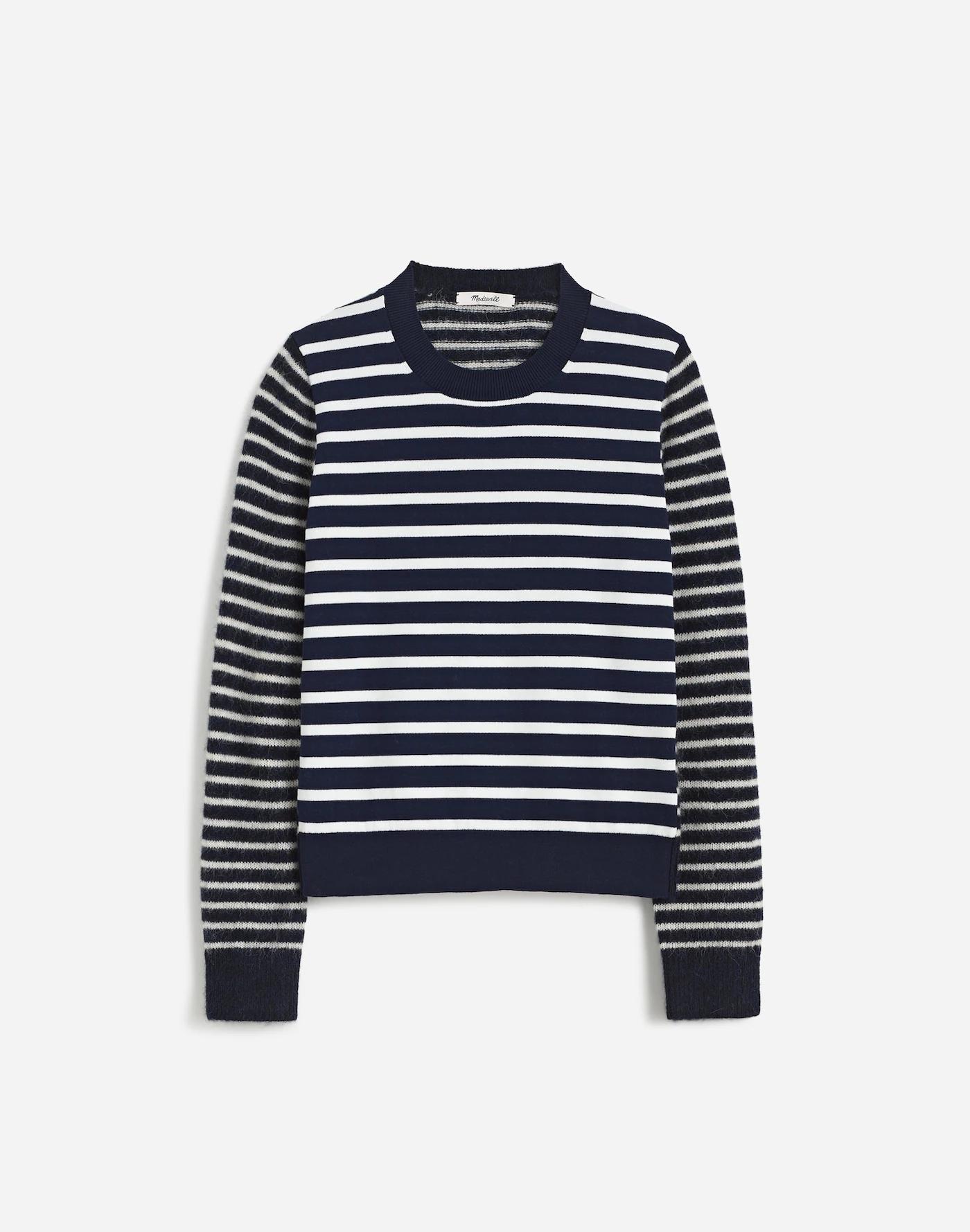 Mixed-Yarn Striped Sweater Product Image