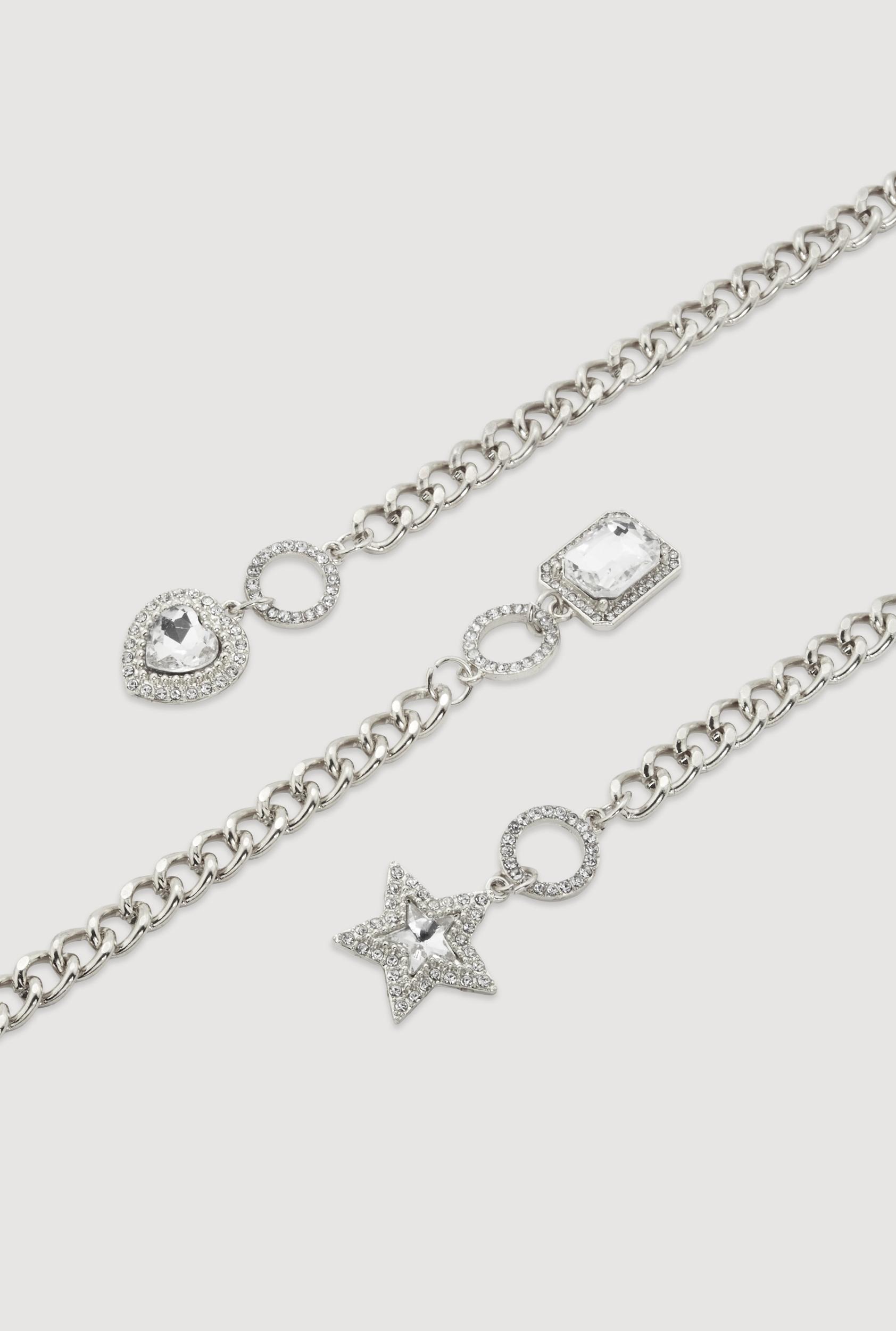 Rhinestone Assorted Charm Chain Bracelet Trio Male Product Image