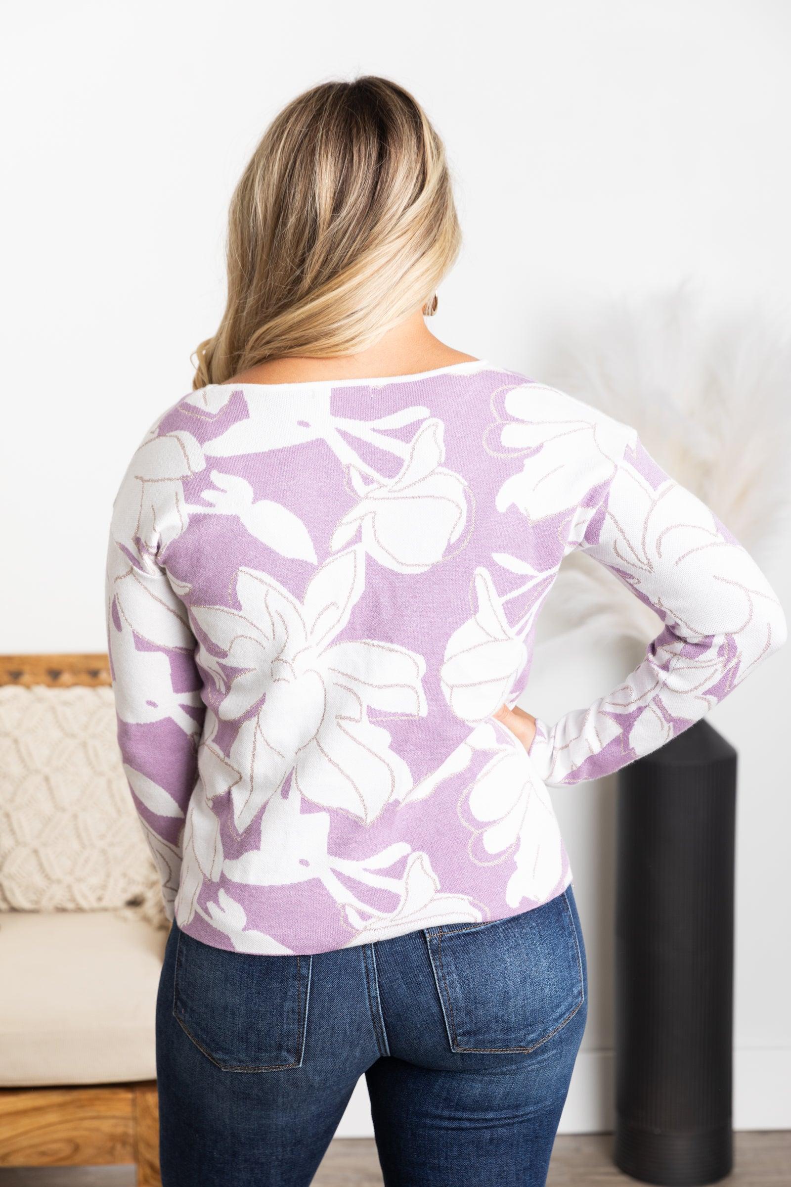 Floral Pullover Knit Sweater Top Product Image