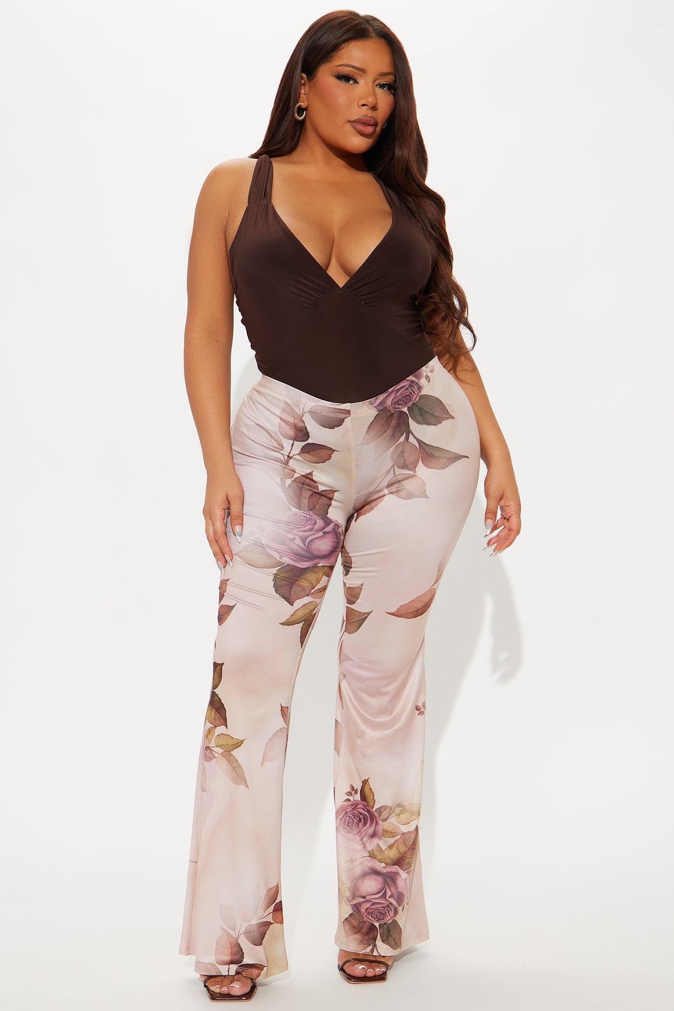 Botanical Cutie Floral Flare Pant - Taupe/combo Product Image