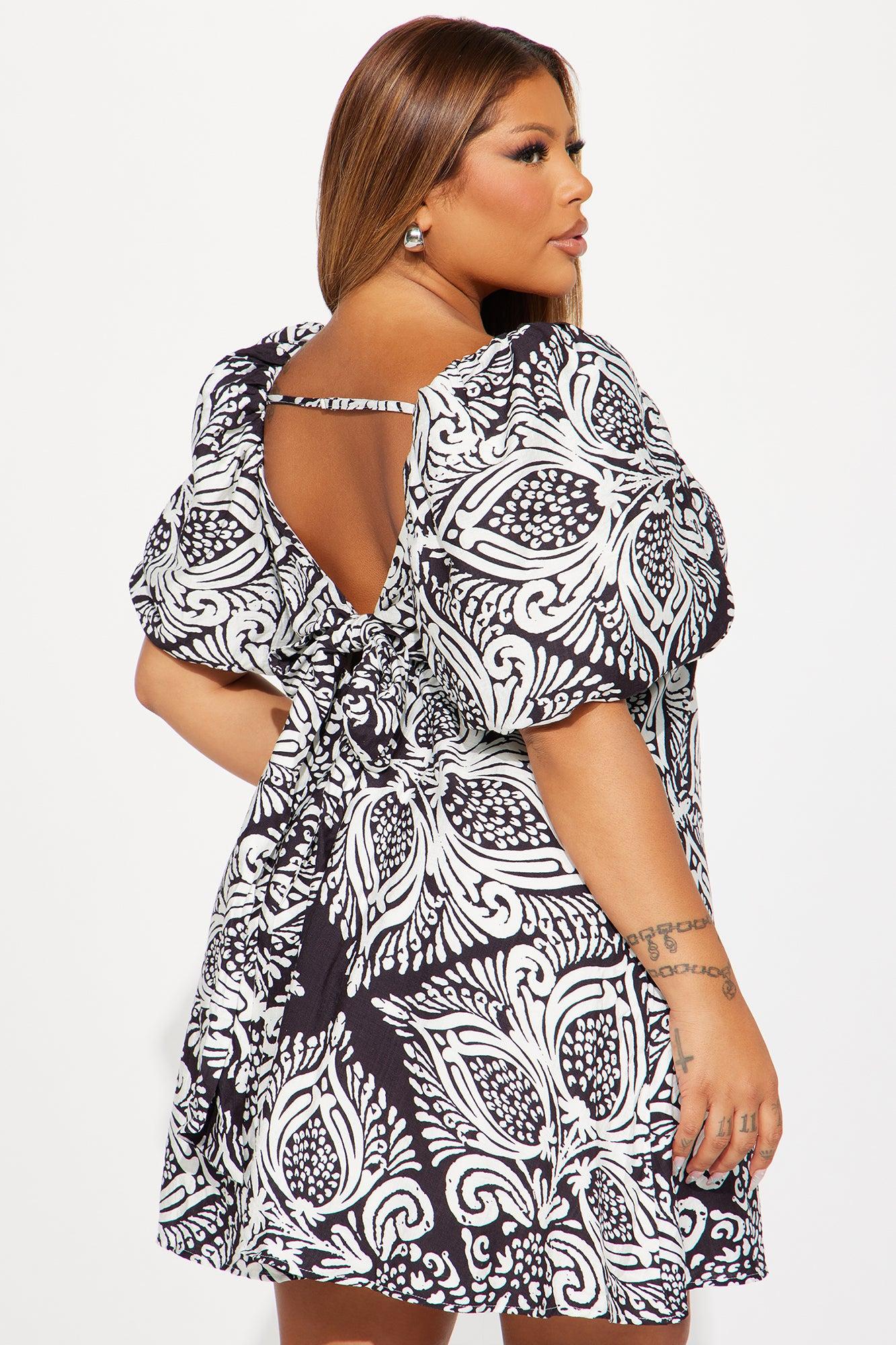 Versailles Puff Sleeve Mini Dress - Black Product Image