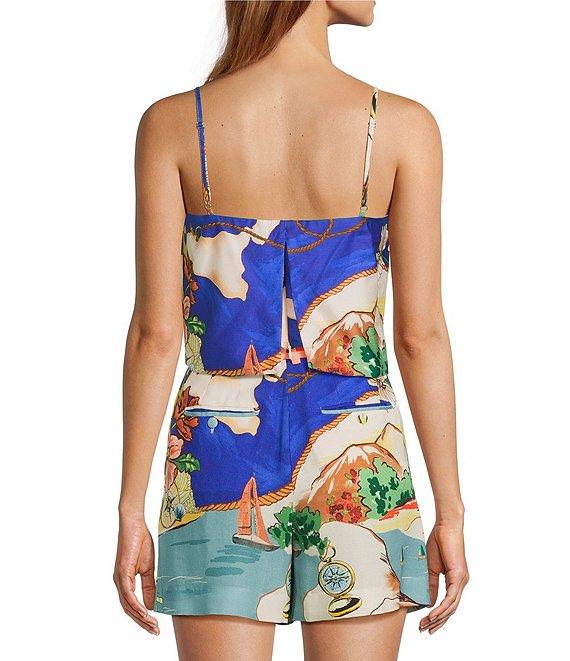 Antonio Melani Callista Ocean Print Square Neck Sleeveless Coordinating Blouse Product Image