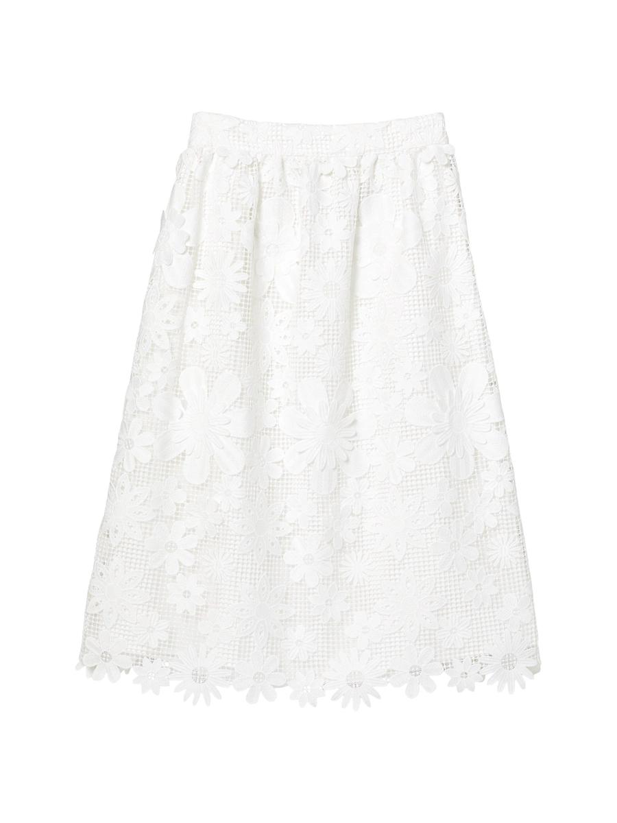 Womens Floral Lace Midi-Skirt Product Image