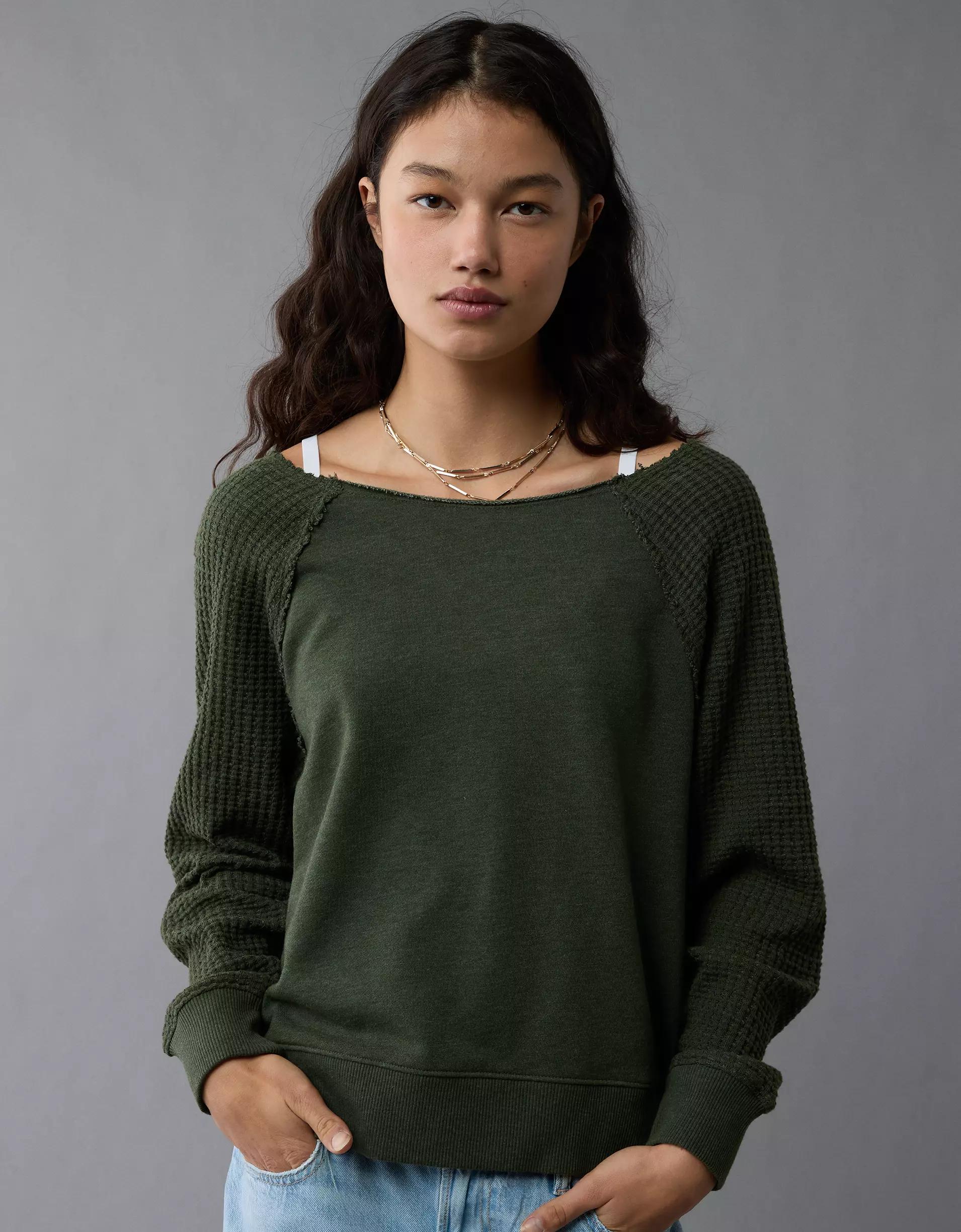 AE Mixed Knit Sweatshirt Product Image