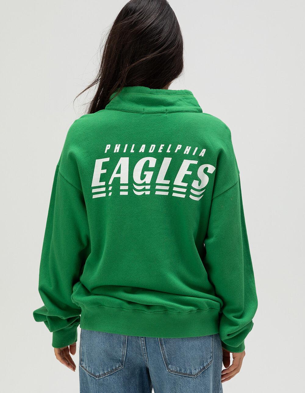 JUNK FOOD Philadelphia Mock 1/4 Button Up Sweatshirt - GREEN Product Image