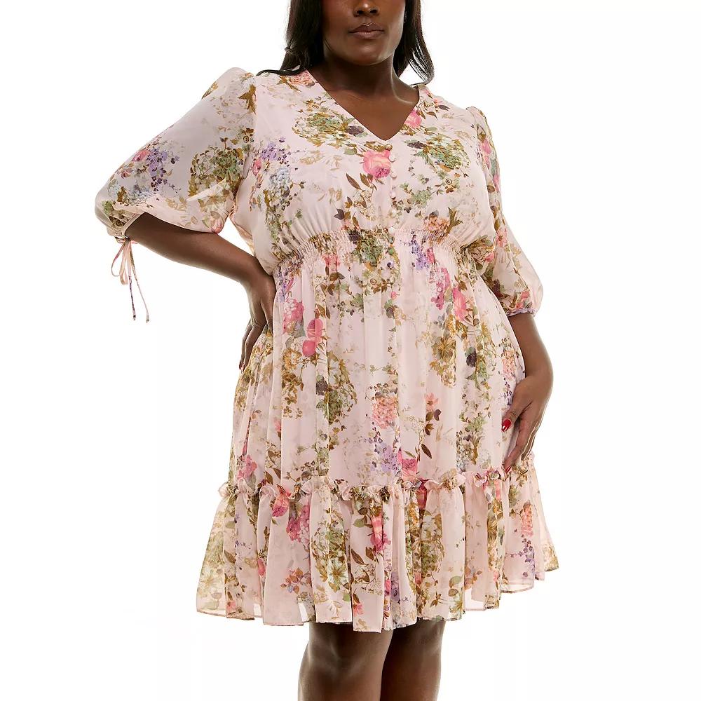 Plus Size Taylor V-Neck Fit & Flare Mini Dress, Women's, Size: 14 Regular, Primerose Purple Product Image