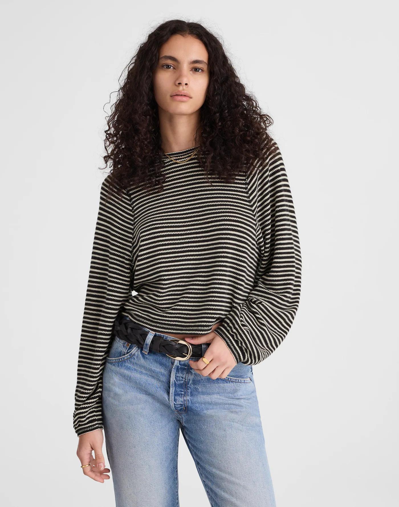 Striped Curved Long-Sleeve Tee Product Image