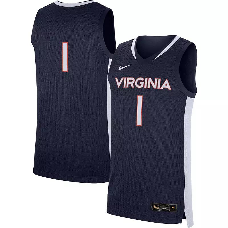 Men's Nike #1 Navy Virginia Cavaliers Replica Basketball Jersey, Size: Large, Blue Product Image