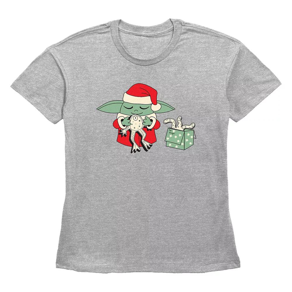 Women's Star Wars The Mandalorian Grogu Froggy Present Graphic Tee,  Product Image