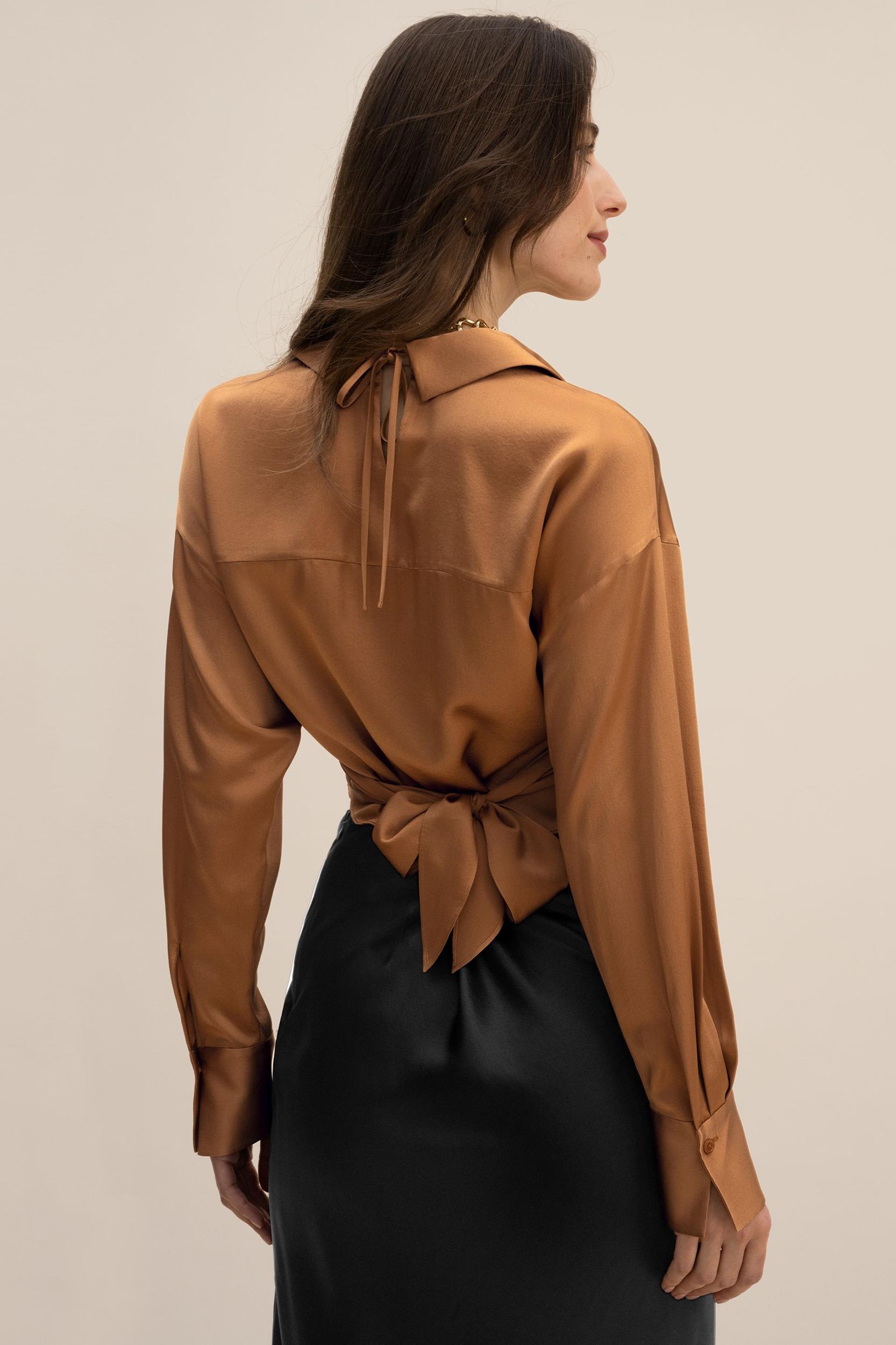 Wrapover Cropped Shirt Product Image