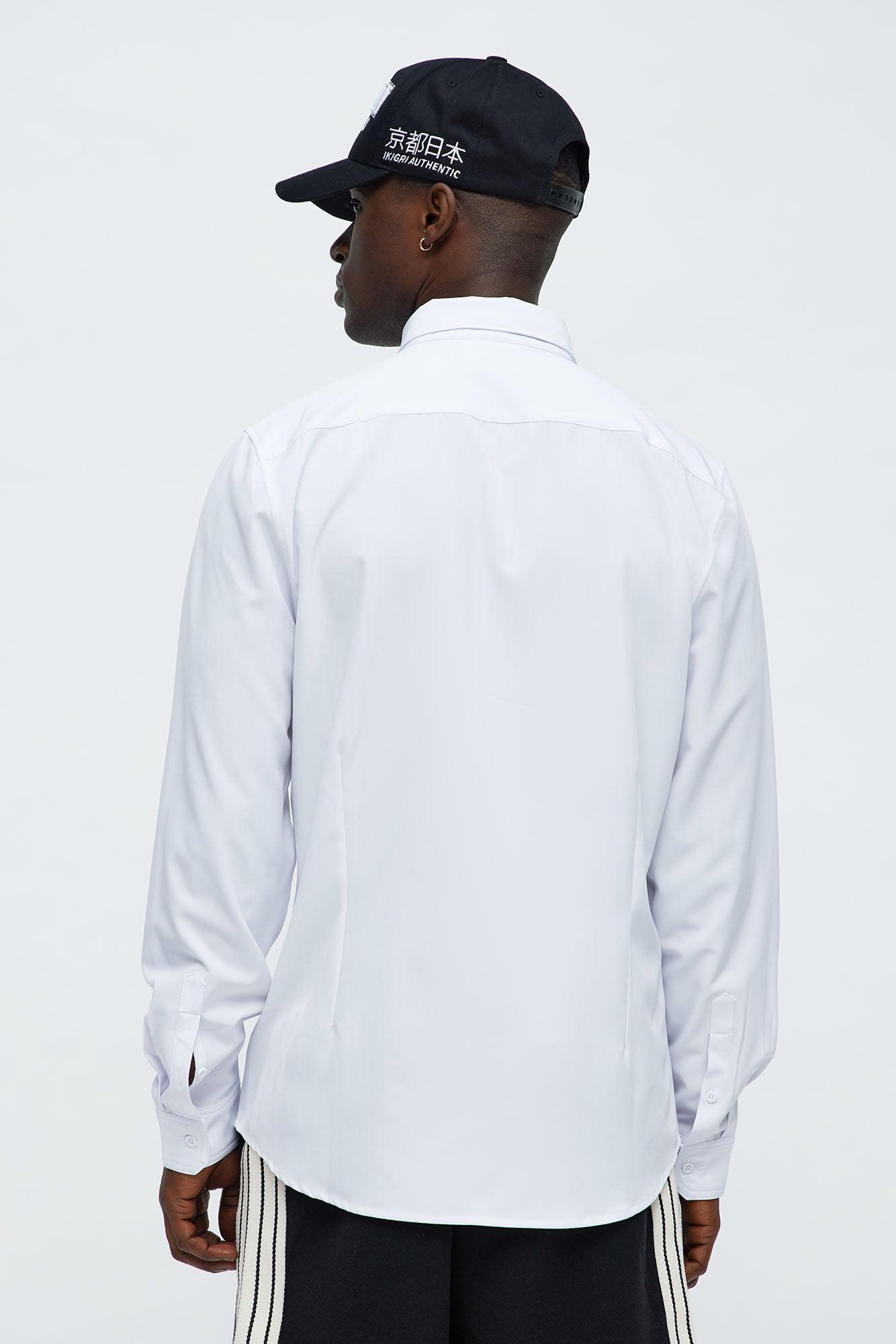 Slim Long Sleeve Stretch Shirt - White Product Image