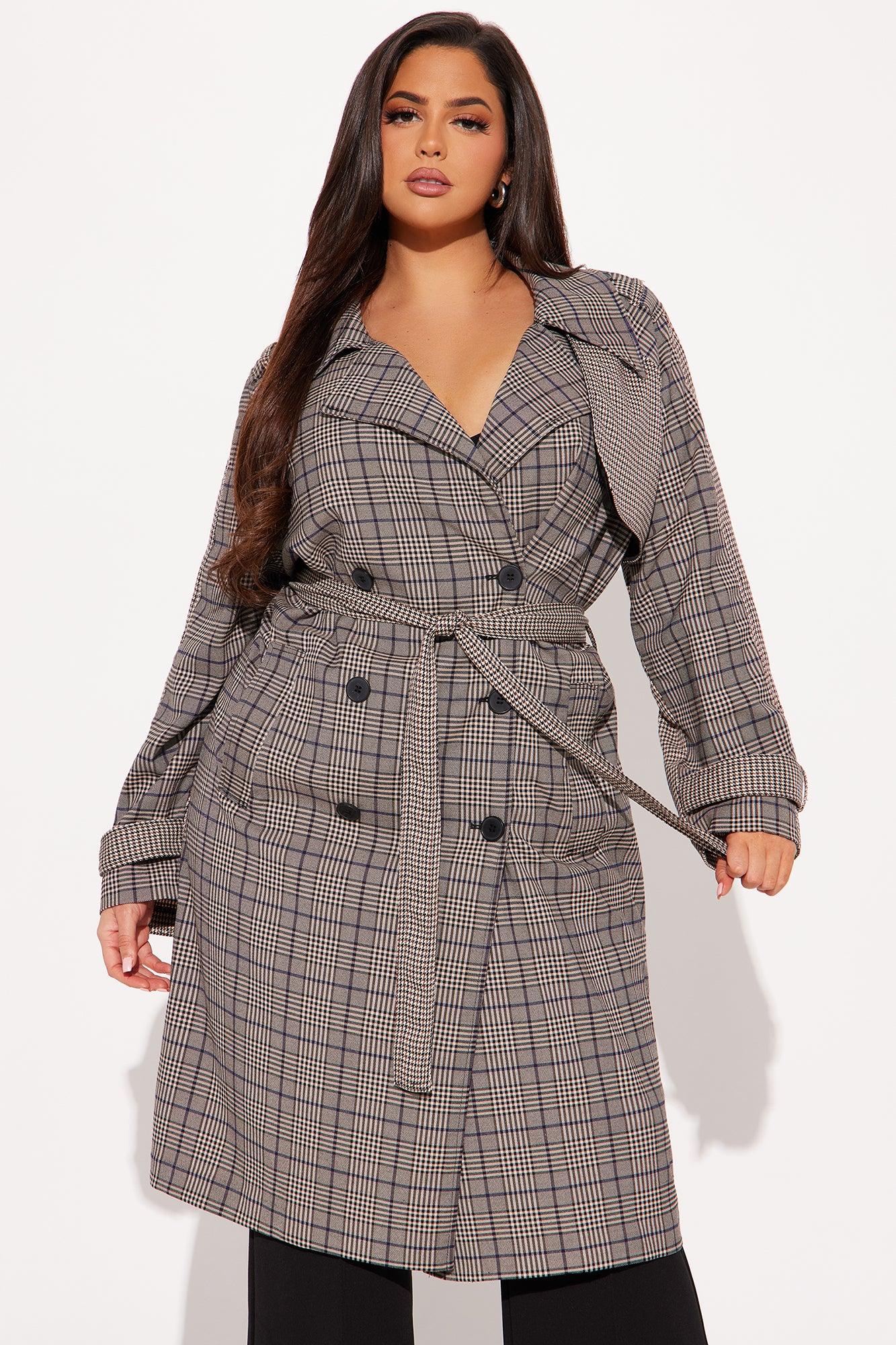 Prep School Plaid Trench - Khaki/combo Female Product Image