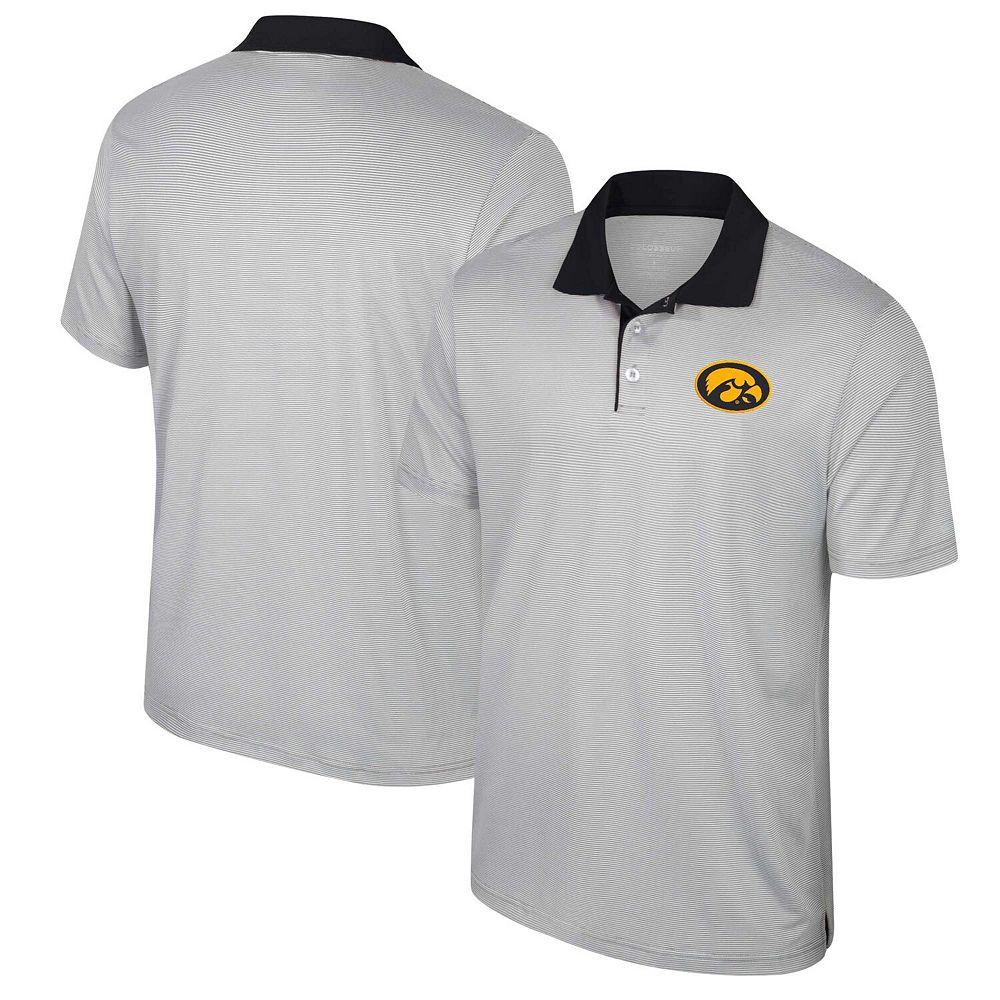 Men's Colosseum Gray Iowa Hawkeyes Big & Tall Tuck Striped Polo,  Product Image
