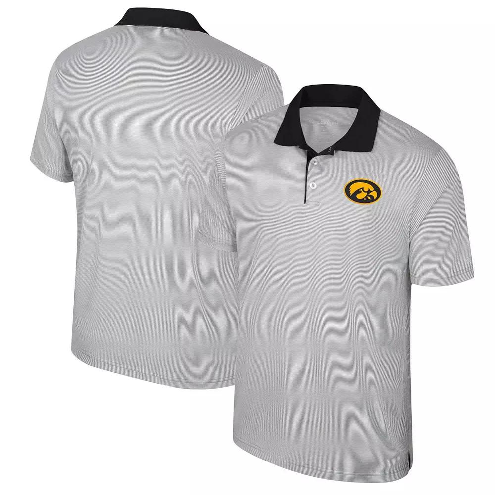Men's Colosseum Gray Iowa Hawkeyes Big & Tall Tuck Striped Polo,  Product Image