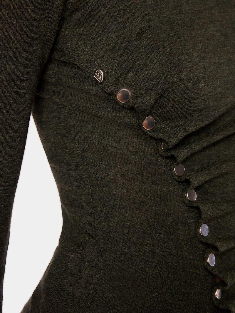 Khaki drapé pression top Product Image