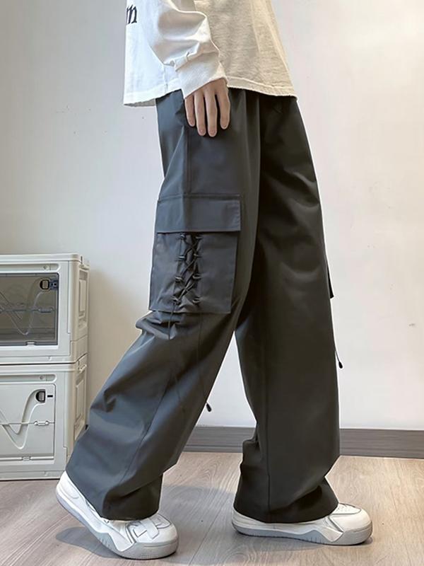 Men's Vintage Drawstring Lace Up Parachute Cargo Pants Product Image