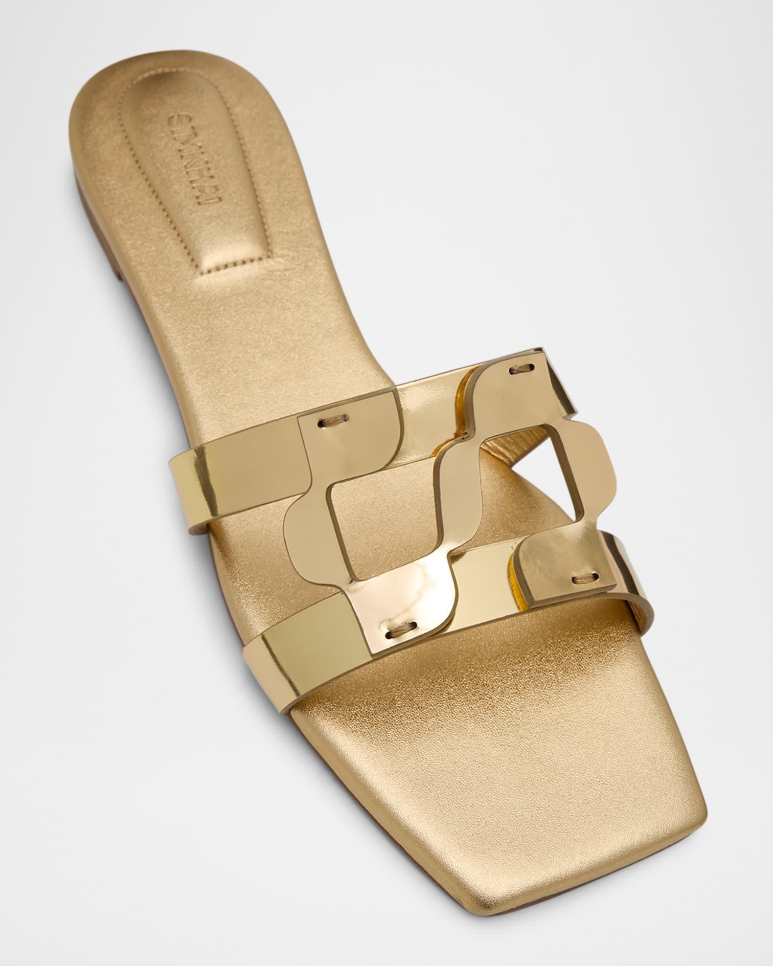 Metallic Monogram Flat Slide Sandals Product Image
