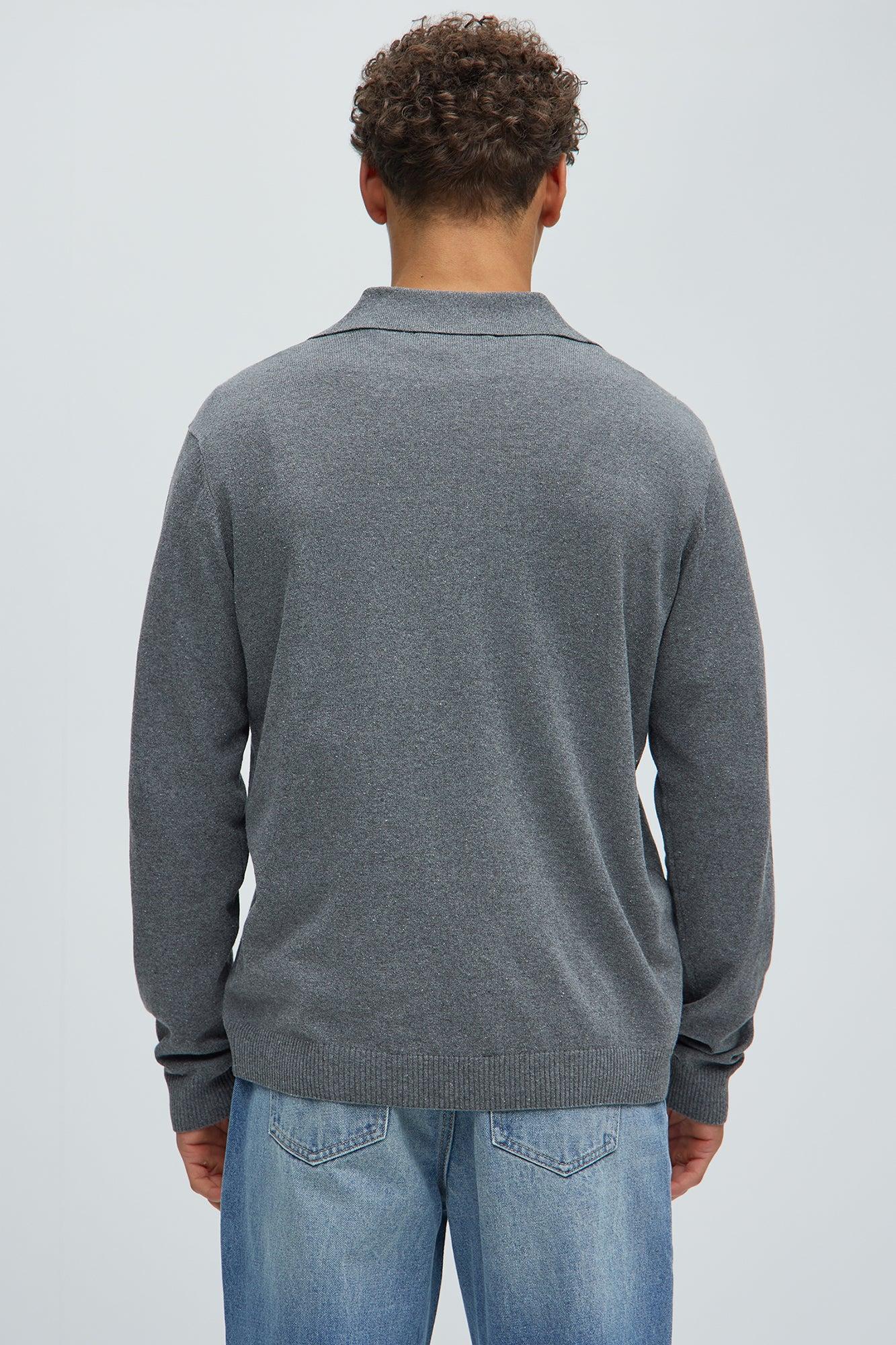 Noyes Johnny Collar Lightweight Sweater - Heather Grey Product Image
