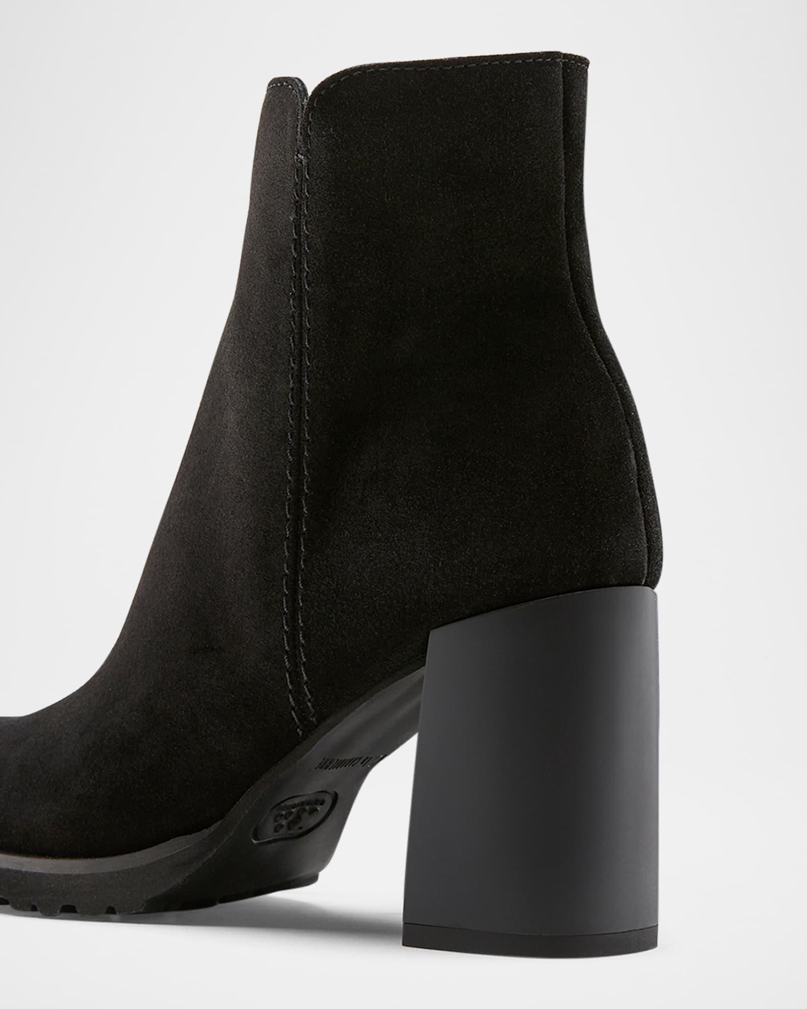 Maggie Suede Block Heel Ankle Booties Product Image
