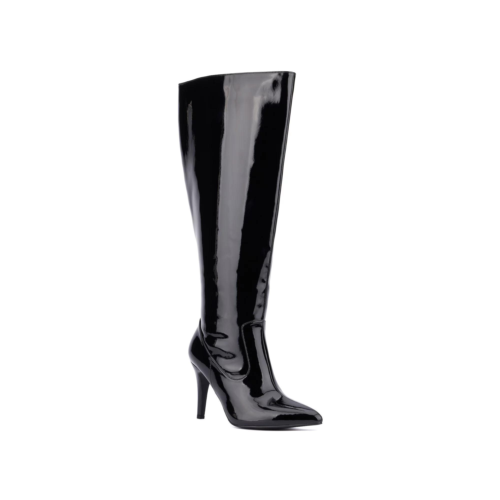 Fashion to Figure Lisette Women's Wide Width Knee-High Boots, Size: 10 Wide, Black Patent Product Image