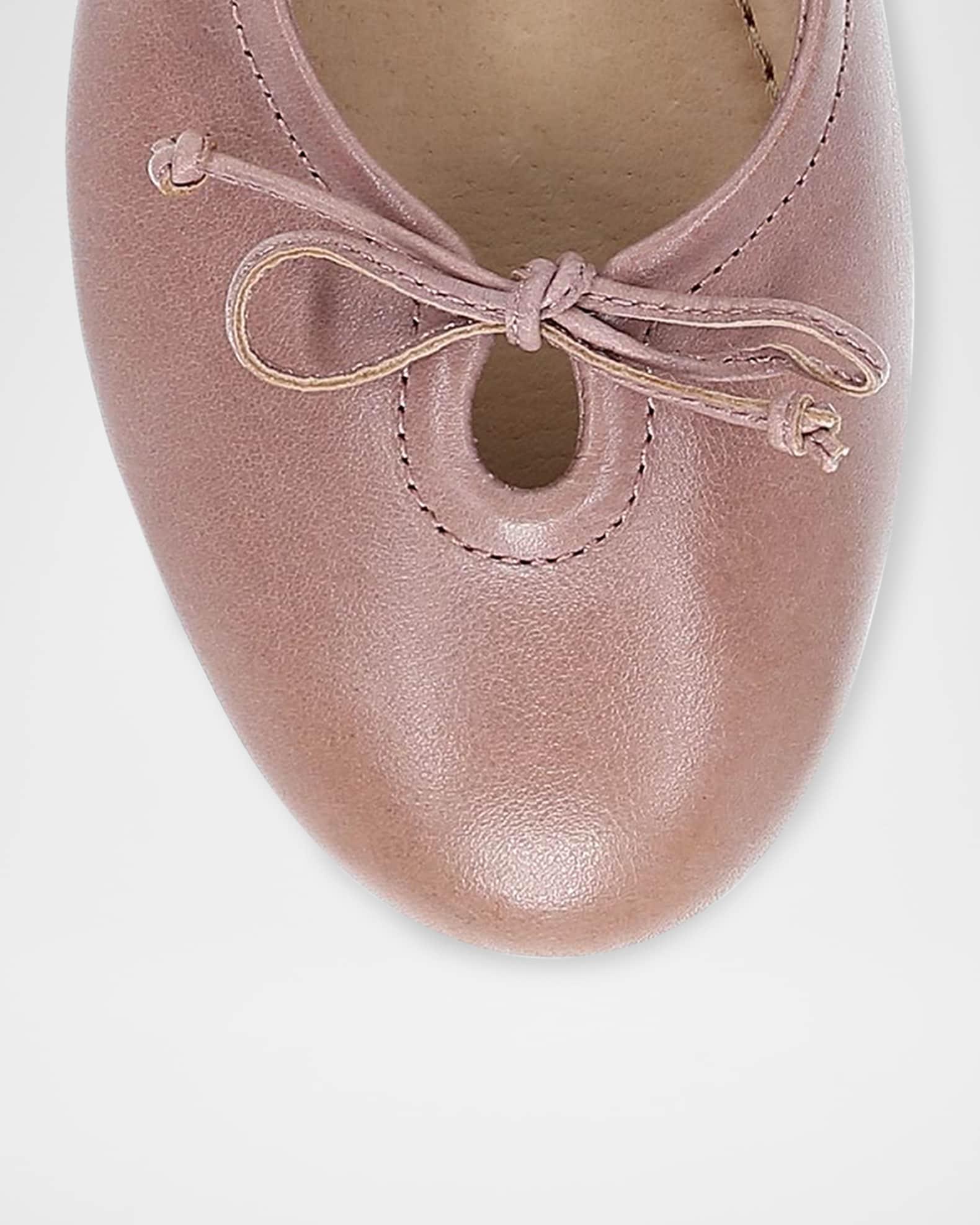Emma Leather Bow Ballerina Flats Product Image