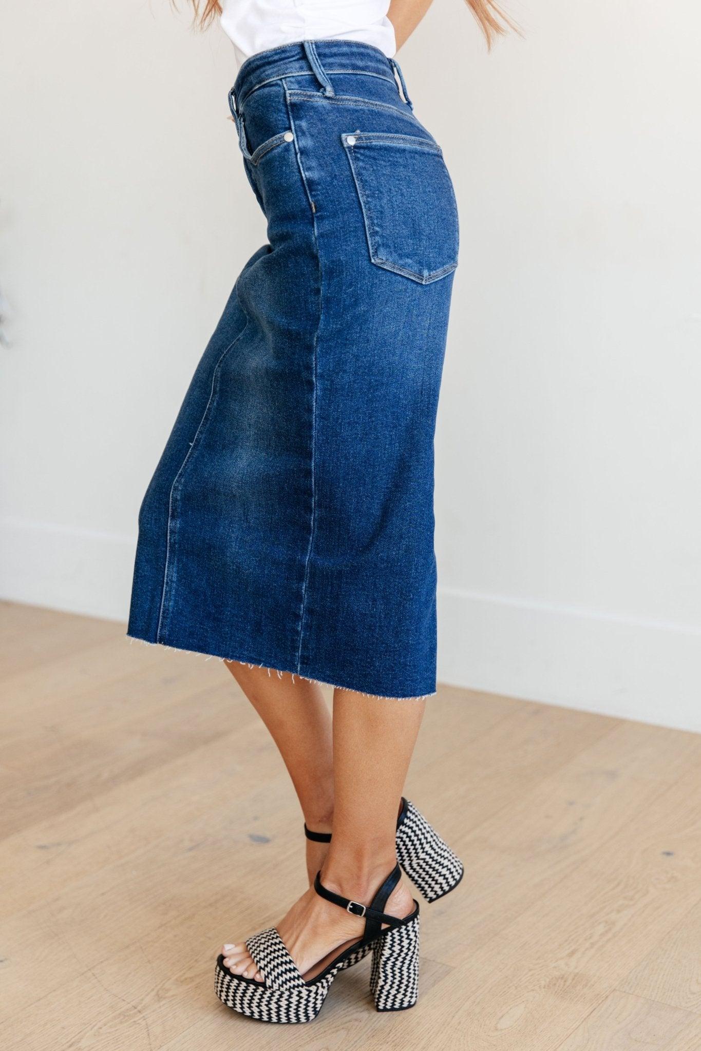 Marcy High Rise Denim Midi Skirt (Online Exclusive) Product Image