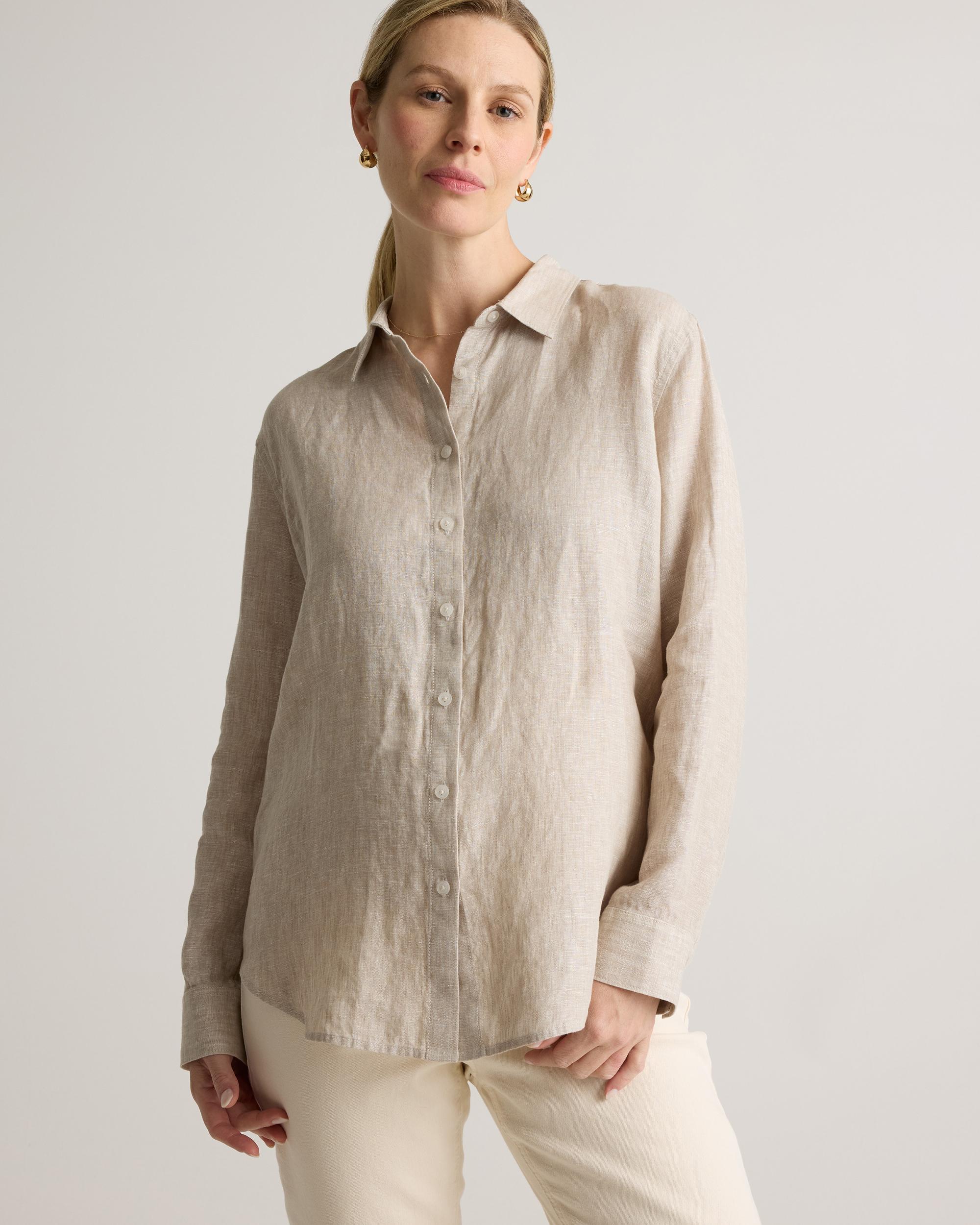 Quince | Women's 100% European Linen Maternity Long Sleeve Shirt Product Image