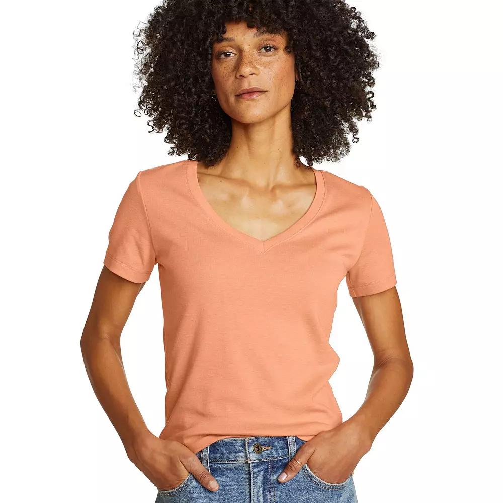 Women's Eddie Bauer Short Sleeve Favorite V Neck Tee, Size: Medium, Orange Product Image
