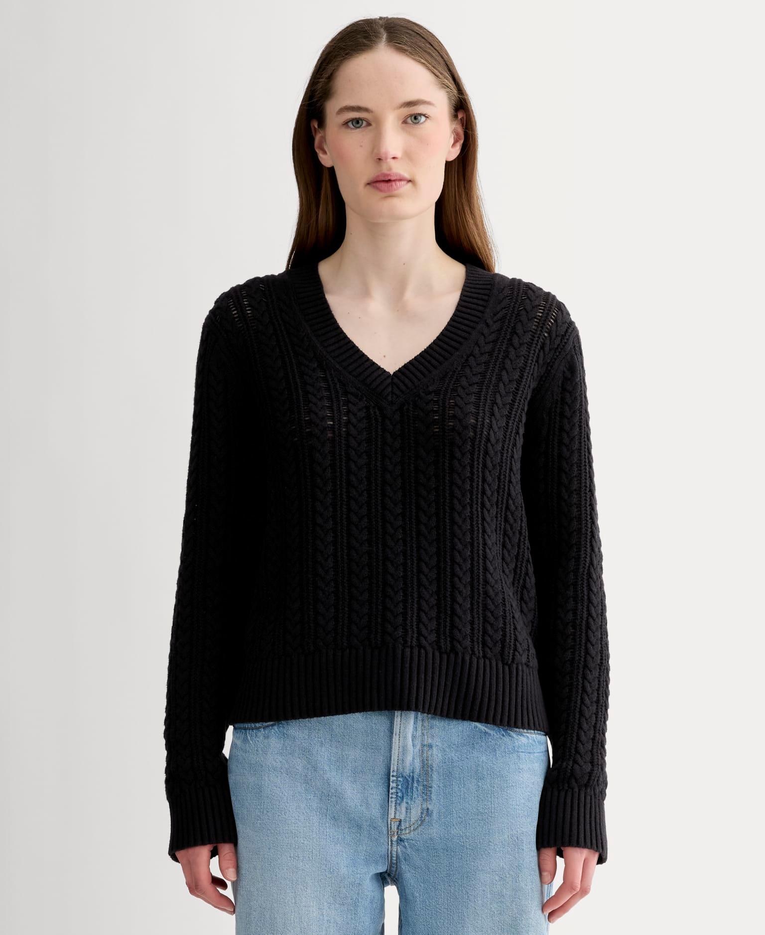 Womens Mesh Cable V-Neck in Everyday Cotton Sweater by Everlane Product Image