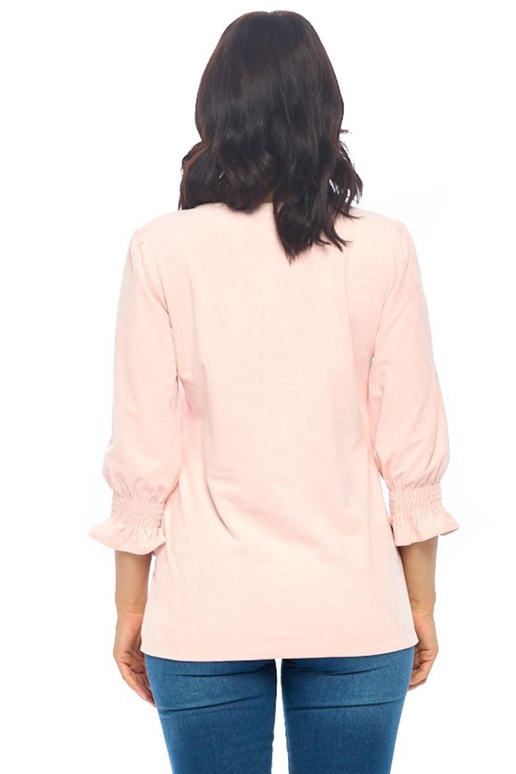 Faux Suede V-Neck Top Product Image