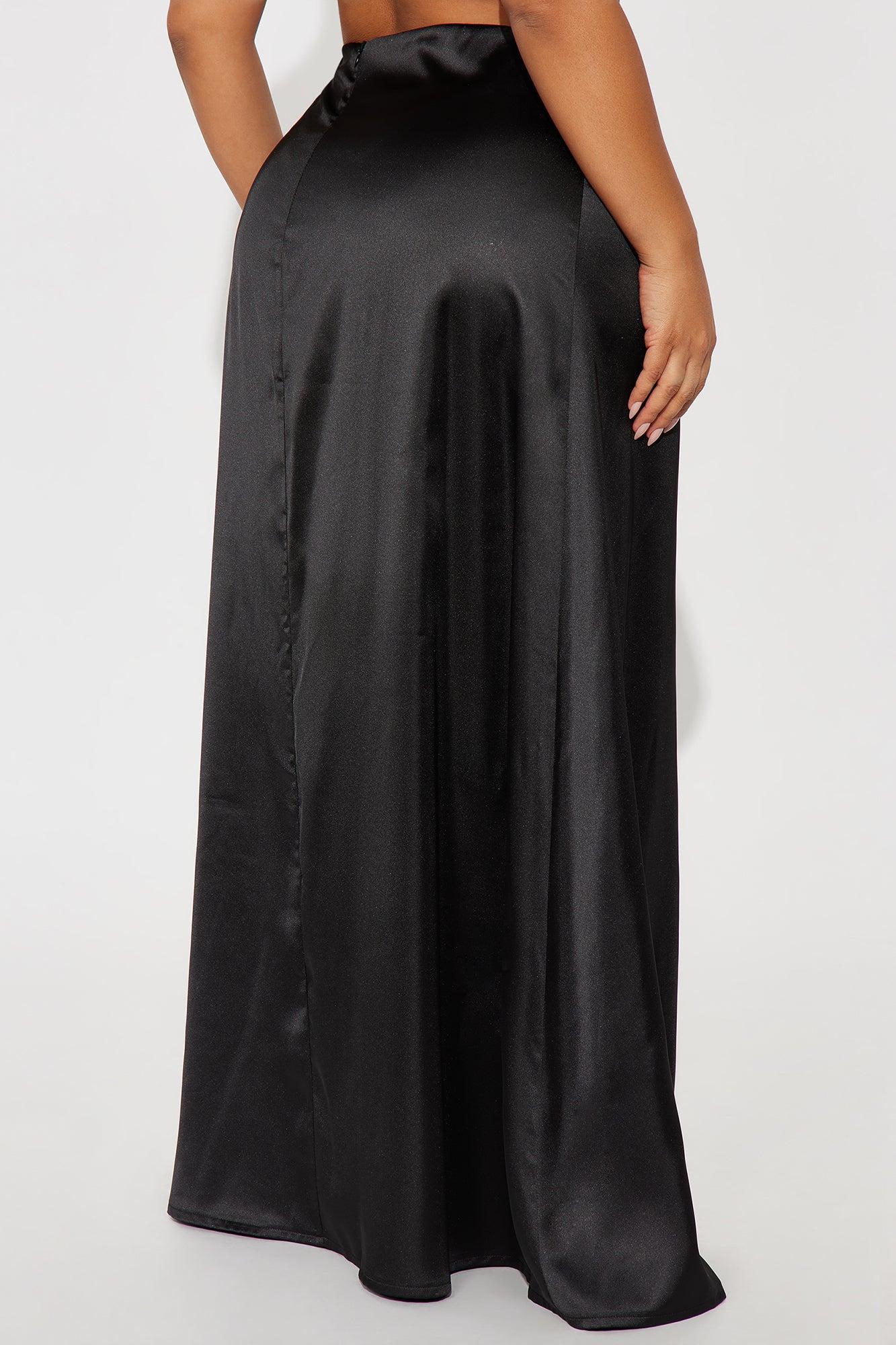 Estella Satin Maxi Skirt - Black Female Product Image