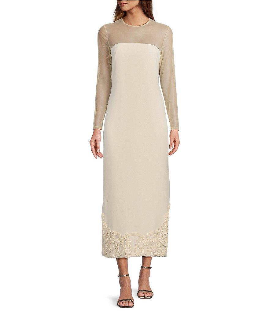 Antonio Melani x Elizabeth Damrich Babe Mesh Long Sleeve Crepe Soutache Full Length Dress Product Image