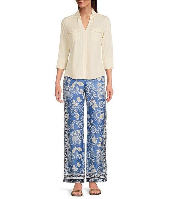 J.McLaughlin Brynn 3/4 Sleeve Point Collar Shirt Product Image