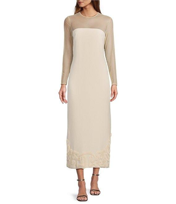 Antonio Melani x Elizabeth Damrich Babe Mesh Long Sleeve Crepe Soutache Full Length Dress Product Image