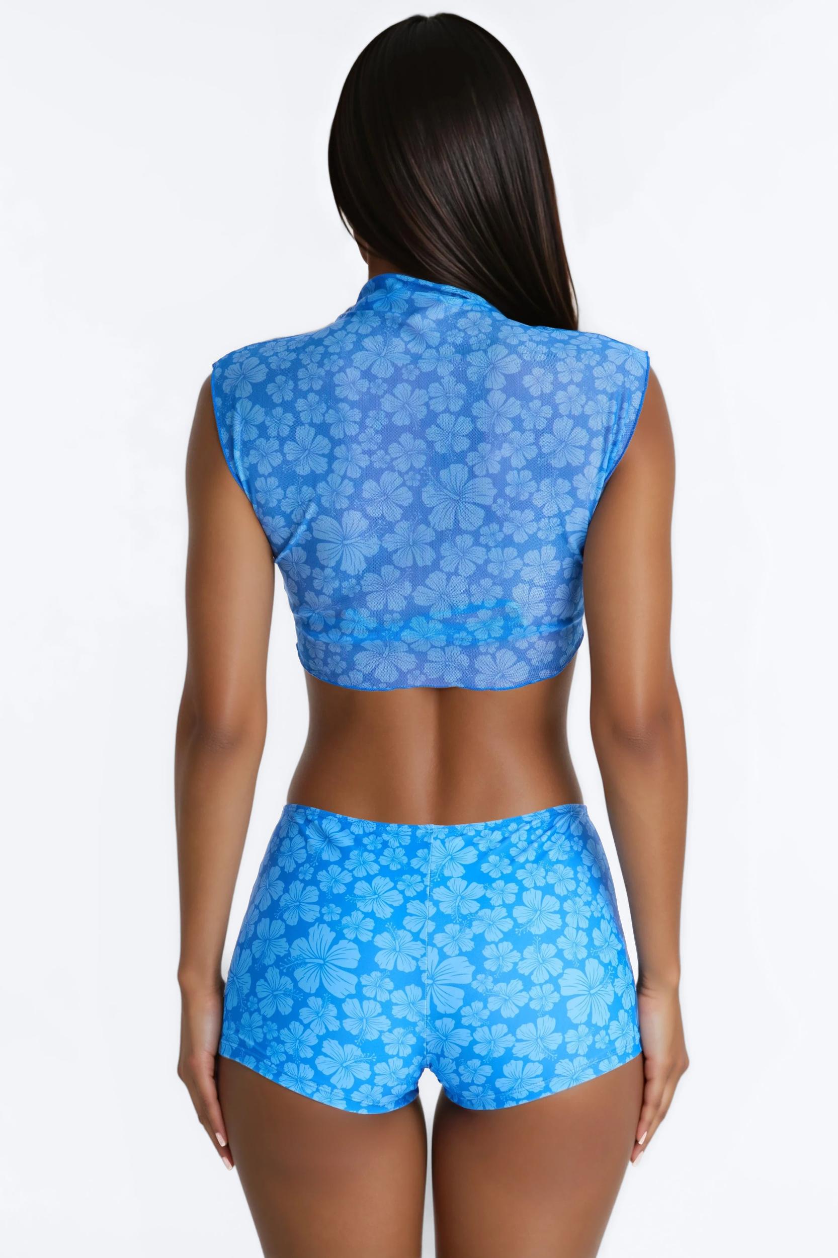 Kristy Floral 3 Piece Bikini Set - Blue/combo Product Image